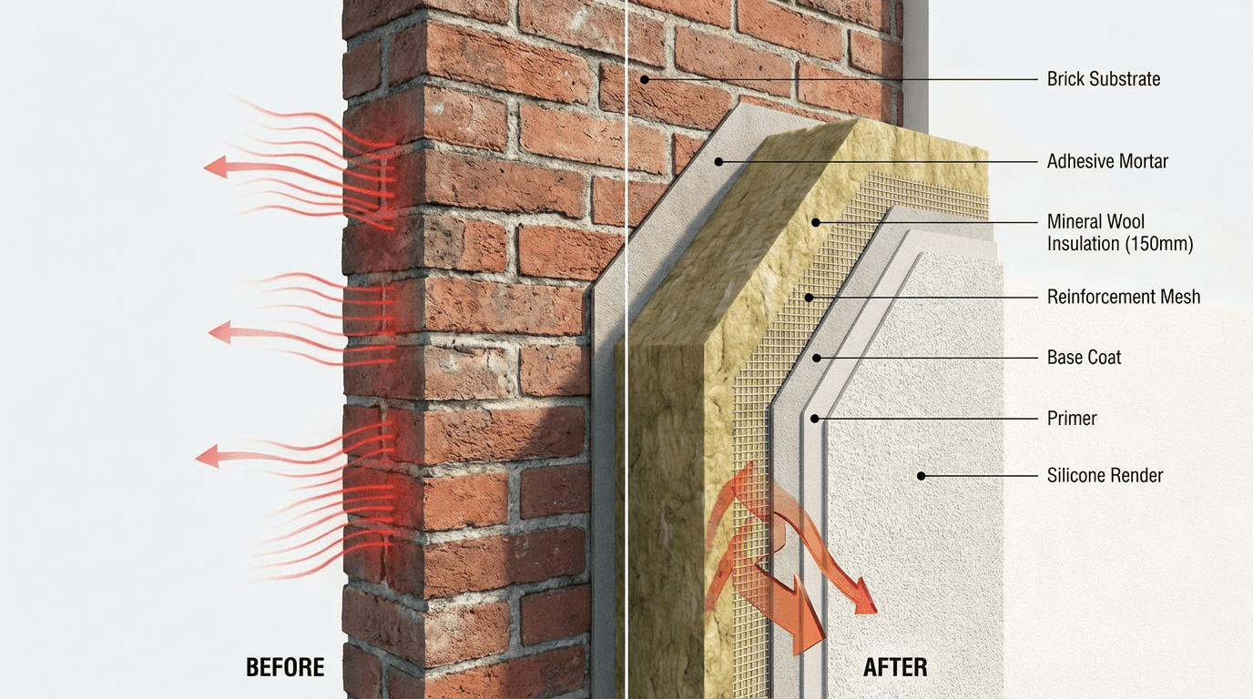 Visualize exterior thermal insulation on your facade